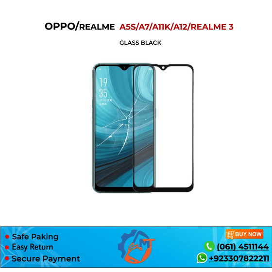 A5S/A7/A11K/A12/REALME 3 OCA GLASS BLACK